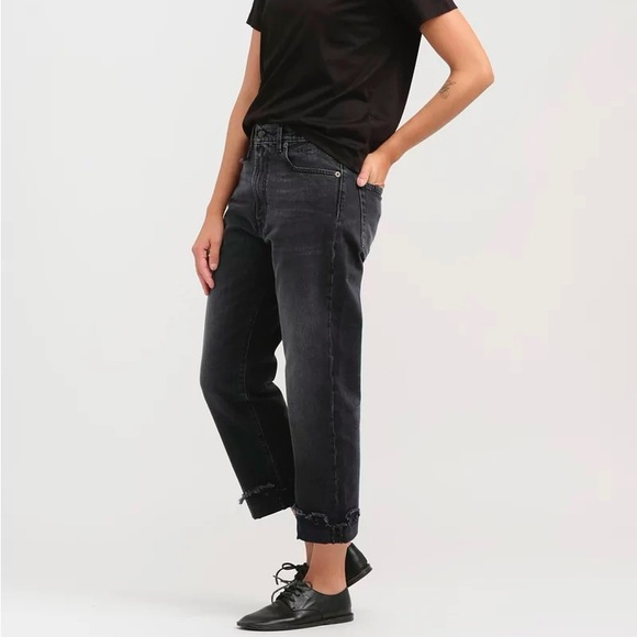 R13 Distressed Boyfriend Jean in Jake Black 24 - Picture 2 of 16